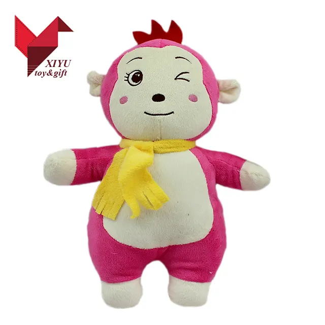 Venta al por mayor niños bebé niños suave relleno Rosa lindo mono de pie cosas de peluche animales muñecas de juguete