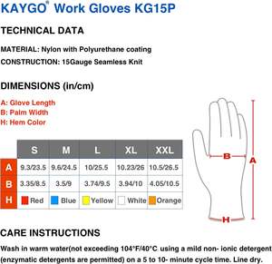 KAYGO-Guantes de trabajo ligeros y transpirables, 12 pares de guantes de seguridad con revestimiento de PU para trabajos ligeros - Product Image 6