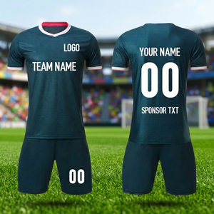 Ensemble de maillots de football personnalisés pour hommes, manches courtes, col en V, polyester respirant, nom et numéro de l'équipe imprimés par transfert thermique, adulte, été - Product Image 4