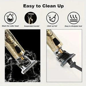 Tagliacapelli Professionale per Uomo, Trimmer per <span class=keywords><strong>Barba</strong></span> Senza Fili, Kit di Taglio e Cura con Corpo in Metallo, Rasoio per <span class=keywords><strong>Barba</strong></span> da Barbiere - Product Image 4