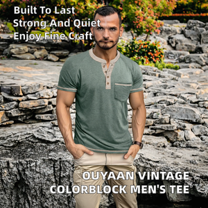 Men's Short Sleeve Henley T Shirt Pocket Chest <b>Tee</b> Breathable Casual Summer <b>Tee</b> - Product Image 2