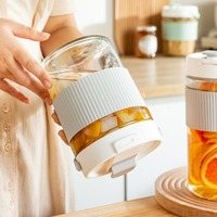Récipient de stockage en verre de jus de glace d'été de grande capacité de qualité alimentaire avec couvercle à poignée sans danger pour les boîtes et bacs de stockage congelés