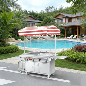 Chariot de service alimentaire convertible à 4 roues, en acier inoxydable, résistant à la rouille, avec grille chauffante intégrée, garantie de 2 ans, montage facile - Product Image 6