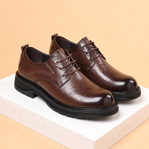 Chaussures pour hommes en cuir véritable de haute qualité, best-seller, en cuir de vachette durable, à bout rond, imperméables, rehaussantes, pour le bureau, collection automne - Product Image 6