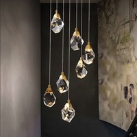 Nouveau design d'éclairage pour restaurant, lustre en cristal à base de cuivre et de laiton, lampes suspendues pour salon et salle à manger
