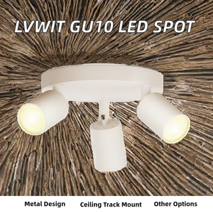 Spot LED Moderne LVWIT GU10 40W <span class=keywords><strong>pour</strong></span> <span class=keywords><strong>Plafond</strong></span>, <span class=keywords><strong>Luminaire</strong></span> Intérieur Blanc Givré, <span class=keywords><strong>Rail</strong></span> Métallique 3 Brûleurs (Ampoules Non Incluses) [Économie d'Énergie] - Product Image 2