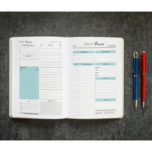 Liste de choses à faire couverture en cuir imprimé par sublimation A5 carnet de notes personnalisé à couverture rigide non daté hebdomadaire et quotidien