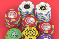 Vente en gros de jetons de poker avec logo personnalisé, jeu de jetons de poker en argile ABS en céramique 100 500 pour jeu promotionnel