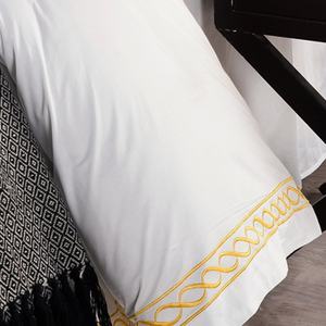 100% Baumwolle Satin Hotel Stickerei Bettwäsche Bett bezug Set - Product Image 3
