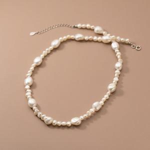 สร้อยคอเงินแท้ S925 สำหรับผู้หญิง สไตล์เกาหลี ประดับมุก พร้อมสร้อยคอแบบเรียบง่าย สลักชื่อได้ รุ่น D3444 - Product Image 4