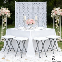 Tabouret pliant portable en métal blanc pour événements extérieurs