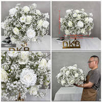 Boule de fleurs artificielles en soie réaliste rose et blanche pour centre de table de fête, décoration de table de remise de diplôme, de mariage ou de Thanksgiving