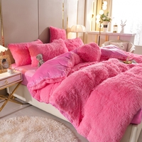 Parure de Lit Luxe en Velours de Vison Effet Nuage, 4 Pièces, Ultra Douce, Épaisse et Chaude, Housse de Couette en Peluche pour Chambre Moderne