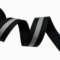 The Polyester Webbing Color Black Mixed Color Silver Metallic Yarn Flash Webbing Custom Color Sizes