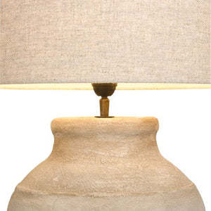 Hamo Vase Lamp White/<b>Light</b> Fawn Water Jug Table Lamp Mottled Beige Weathered Vintage Wabi Sabi Fabric Decorative Art Deco - Product Image 5
