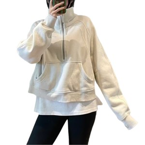 <span class=keywords><strong>Pull</strong></span> doublé Lulu <span class=keywords><strong>Original</strong></span> Label à col montant et demi-fermeture éclair, en polaire ample, pour le yoga, veste de sport brodée décontractée pour <span class=keywords><strong>femme</strong></span> - Product Image 5