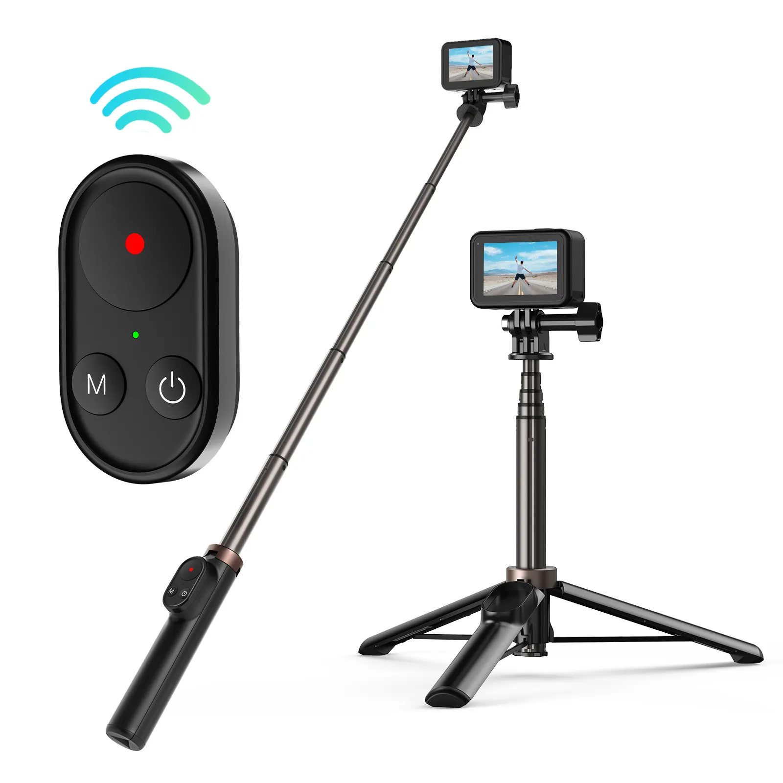 Telesin GoPros Hero10 vlog remote control flexible tripod stand selfie stick Pole for GoPros Hero10 9 8 and mobile phones