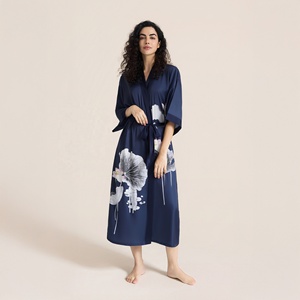 Vestaglia Estiva Lunga Taglie Forti per <span class=keywords><strong>Donna</strong></span>, <span class=keywords><strong>Pigiama</strong></span> <span class=keywords><strong>Leggero</strong></span> in Raso di Seta - Product Image 6