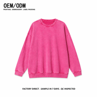 OEM ODM Katun Batik Snow Wash Washed Distressed Crewneck Sweatshirt Vintage Pullover Unisex Grosir Langsung dari Pabrik