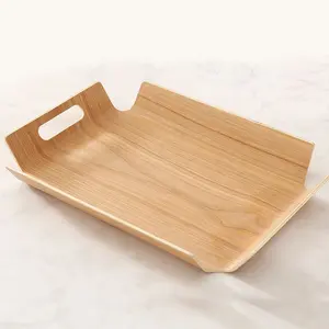 Wooden Bakery Bread Snack Tray Solid Wood Japanese Tea Tray Dinner Plate Portable Tray Wooden Wholesale Plate Dish Rectangle