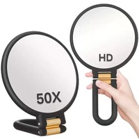 Zonyin 10X 30X 40X 50X Double Side Handheld Magnifying Makeup Mirror Portable Folding Magnifier Compact Mirror