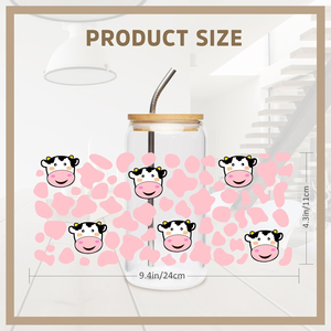 Pegatina UV DTF para Vasos, 8 Hojas, Diseño de Vaca Adorable, Pegatina para Vidrio con Estampado de Vaca, Margarita y Fresa, Pegatina de Transferencia UV DTF - Product Image 3