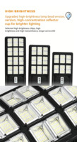 Lampadaire solaire LED intégré tout-en-un 200W/300W/500W, étanche IP65, pour extérieur, avec détecteur de mouvement et batterie au lithium