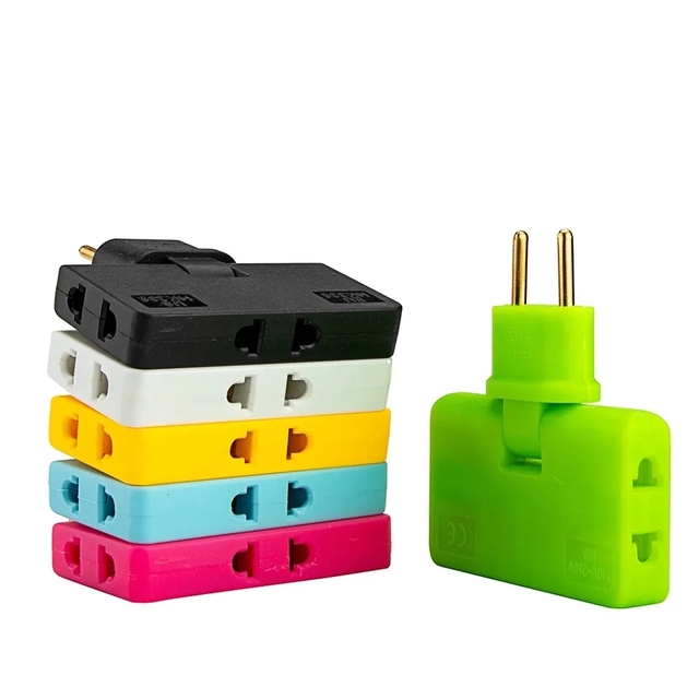 3 Way Flat Wall Outlet Extender AC Adapter 2Pin Swivel Mini Indoor Power Outlet Expander Plug USB Extension Plug