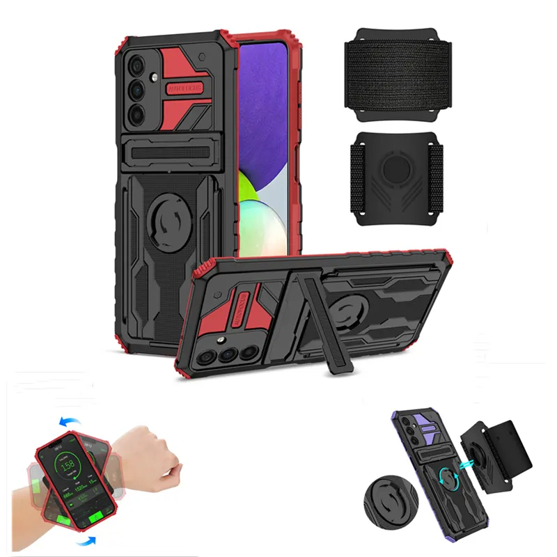Newest Sport Armband Phone Case With Card Slot For Samsung Galaxy A13 Case Armor Kickstand Case For Samsung A13 King Kong Cover