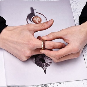 다마스커스 스틸 8mm 반지 황금 카바이드 캠버 센터 Bubinga 나무 반지 - Product Image 4