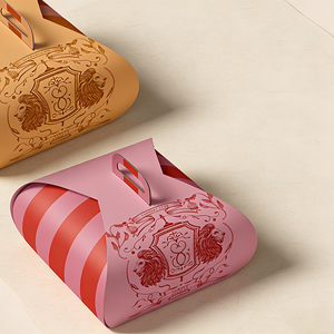 Sac cadeau ondulé vintage <span class=keywords><strong>Lion</strong></span> & Bouclier - Emballage à poignée rayée pour cadeaux de fêtes et faveurs de fête - Product Image 6