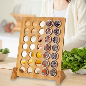 Estante vertical de madera para especias, organizador de almacenamiento, expositor de cápsulas de café de madera maciza con múltiples compartimentos, organizador de bolsitas de té para oficina - Product Image 1
