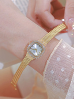 BS-FA1777 nouvelle montre en or pour femmes rétro chanceux petit carré oreille de blé Mini montre mode acier ceinture montre à Quartz