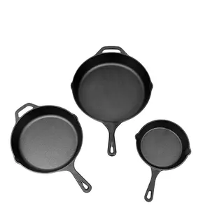 Sartén pequeña <span class=keywords><strong>de</strong></span> <span class=keywords><strong>hierro</strong></span> <span class=keywords><strong>fundido</strong></span> antiadherente pre-sazonada 16/26CM 2 uds juego <span class=keywords><strong>de</strong></span> utensilios <span class=keywords><strong>de</strong></span> cocina Mini sartén redonda antiadherente - Product Image 1