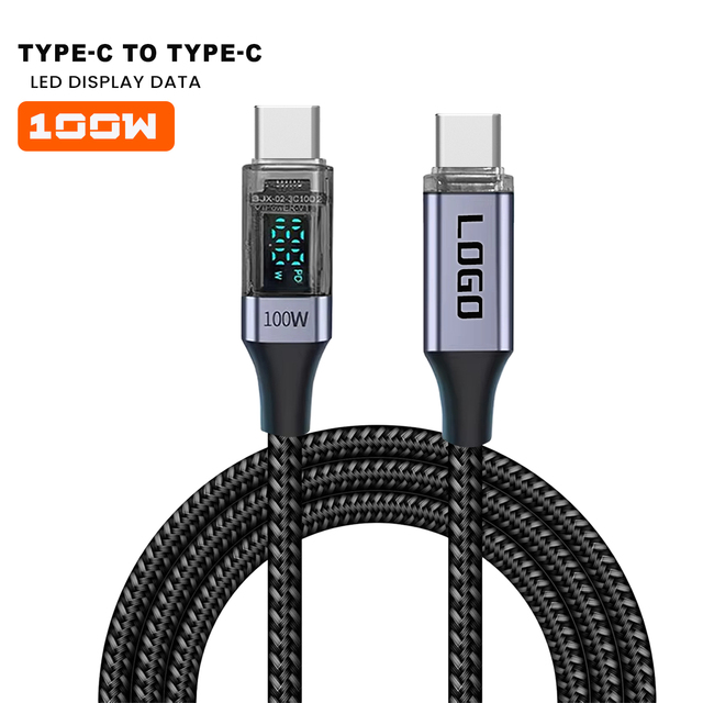 PD 100W USB Type C to C Cable for Mobile Phone Laptop Data Charger Cable 6A Quick Charge LED Display USBC Cord 0.5M/1M/2M Long