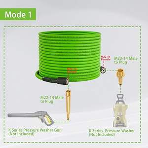 Manguera de lavadora eléctrica sin dobleces Manguera de lavadora de coche 1/4 Mangueras de extensión de 50 pies con 2 accesorios de latón - Product Image 6