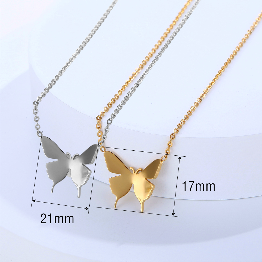 Dainty Stainless Steel Butterfly Pendant 18K PVD Gold Plated