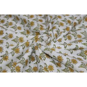 Tela de Algodón Estampada a Mano al por Mayor, Tela de Algodón Ligera, Tela Floral Hecha a Mano en India para Confección de Vestidos para Niñas - Product Image 6