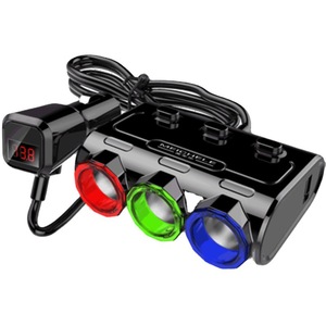 Michele Car Charger 1 To 3 Cigarette Lighter <b>Adapter</b> 2 USB Ports Digital Voltage Display 12-24V Fast <b>Charging</b> - Product Image 1