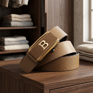 Cinturón de hombre versátil y casual de aleación y plástico con hebilla automática, diseño sólido de letras, entrega rápida en stock. - Product Image 3