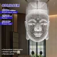 Lustre LED en fibre optique professionnel sur mesure, grand, moderne, luxueux, RGB, pour hall d'hôtel, salle de banquet, restaurant