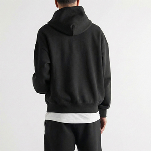 Sudadera con Capucha Negra de Algodón Pesado con Lavado Ácido para Dropshipping, Diseño Personalizado, Bordado, Estampado, Estilo Urbano, Oversize, Lisa - Product Image 2