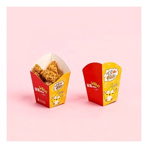 Takeway French Fry Popcorn <span class=keywords><strong>Chips</strong></span> Nouilles Alimentaire Gobelet En Papier Logo Personnalisé Imprimé Pliable Carré Frites Tasses - Product Image 3
