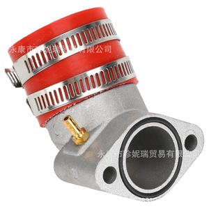 Gy6 150Cc Aluminum Intake Manifold With Red <b>Hose</b> And <b>Clamp</b> For Scooter Repair - Product Image 1