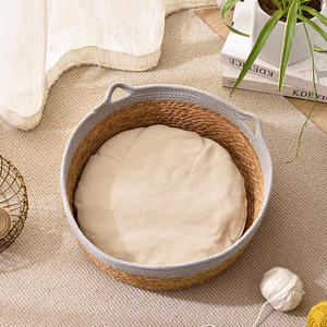 Nid de chat en rotton de paille confortable naturel, nid de lapin avec poignée avec forme mignonne - Product Image 3