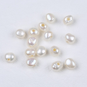 Perles d'eau douce baroques Zhuji à grand trou, 8-9 mm, faites à la main, double face, côté clair, matériel de bricolage, perles colorées en vrac - Product Image 2