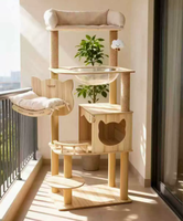 Petop Arbre à chat moderne et minimaliste avec griffoir intégré, design capsule spatiale, en panneau de densité, pour salon