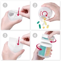 Boîte à pilules portable en plastique PP à 4 compartiments avec logo personnalisé, boîte à médicaments, étui de rangement pour pilules avec couvercle