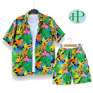 Ensembles de vêtements de plage haut de gamme Hawaï, séchage rapide, 2 pièces, chemise et short imprimés tropicaux pour les vacances d'été et les soirées à la piscine - Product Image 2