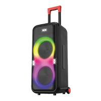 Altavoz Inalámbrico con Ruedas para Fiestas, con Luces RGB en Forma de 8, Doble Woofer, Doble Micrófono, TF, USB, FM, Karaoke para Exteriores